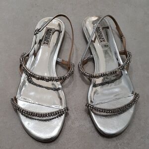 Badgley Mischka Silver Rhinestone Sandals